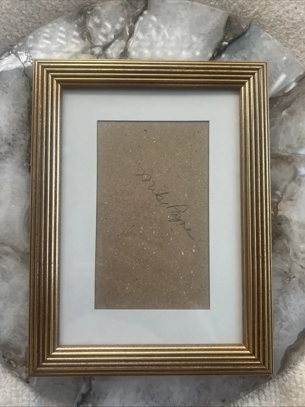 Vintage 1998 ECVC Gold Reeded Wood Picture Frame 5x7 Matted Mcm Office Decor NY